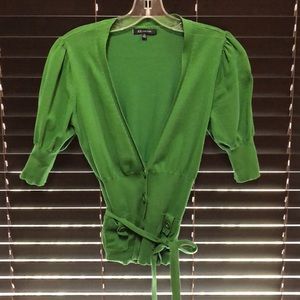 Dark green short sleeve cardigan with pockets